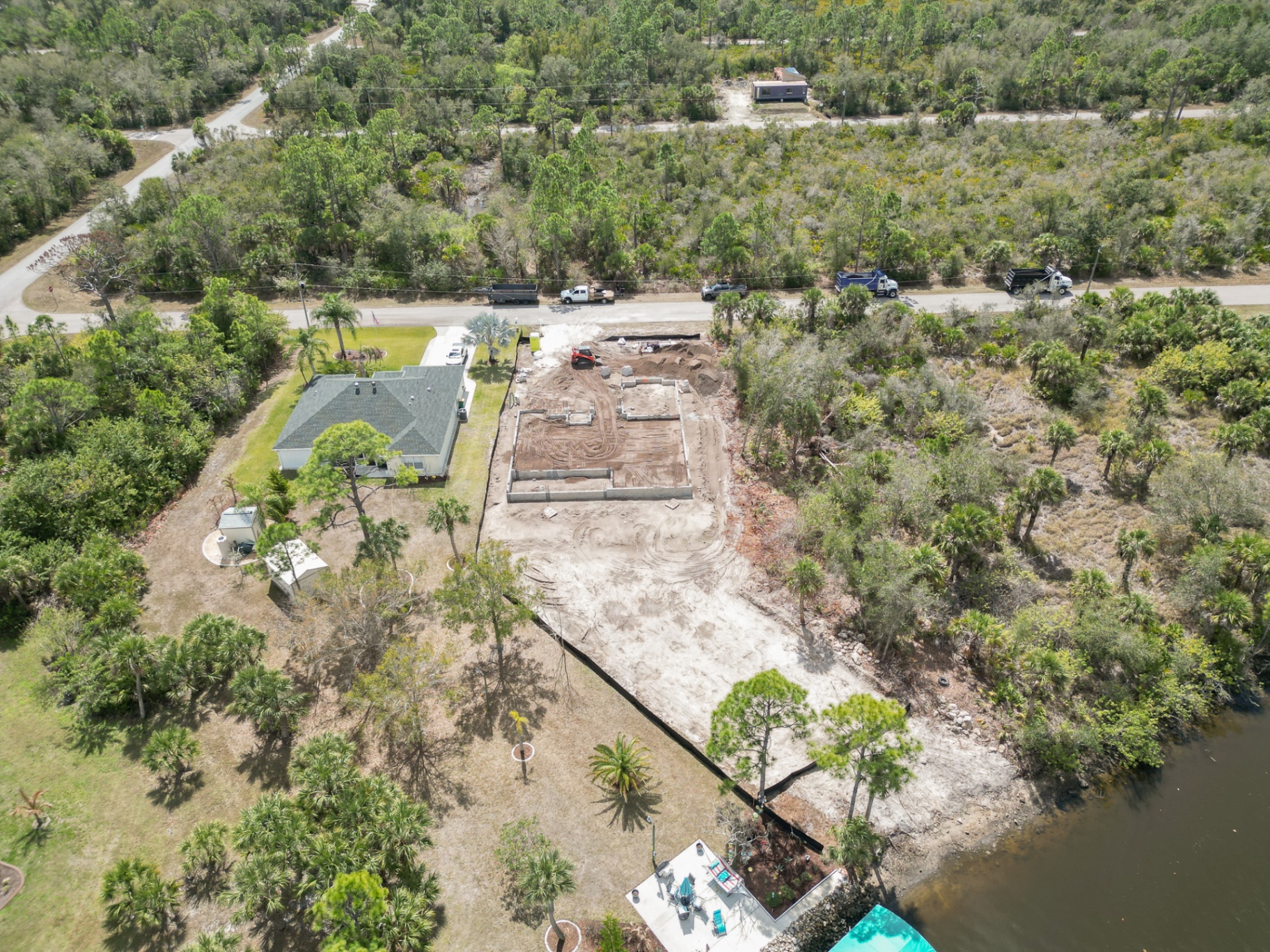 Aerial view — foundation site prep