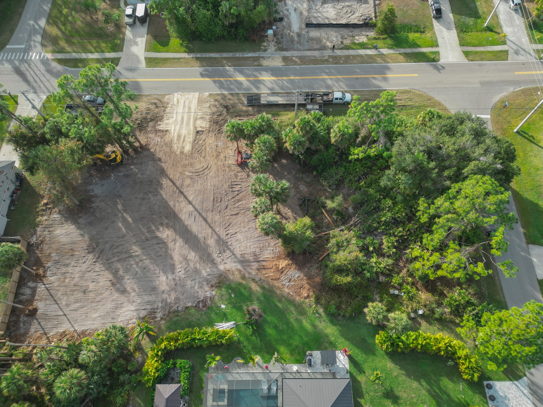 Aerial view — lot clearing in progress