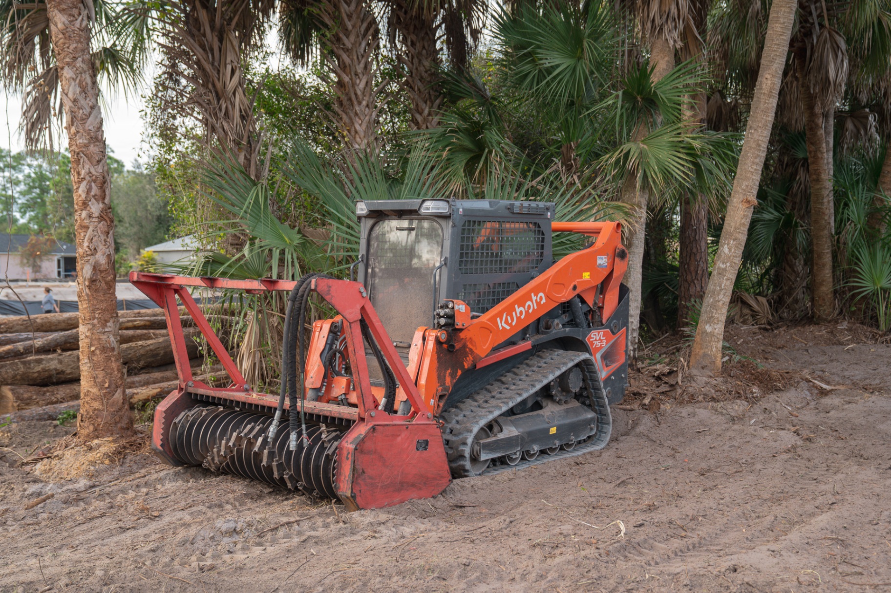Kubota skid steer with forestry mulcher