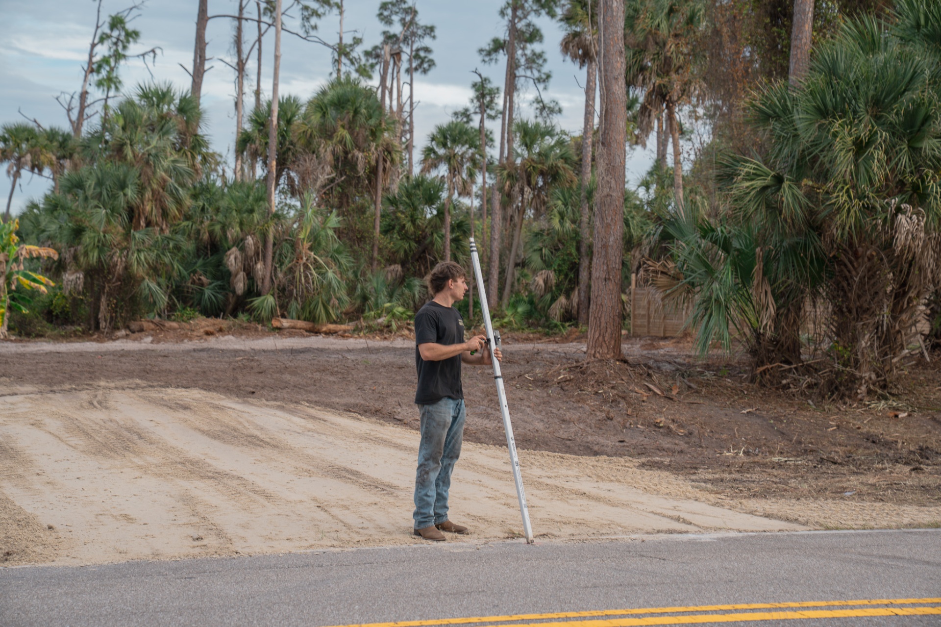 Surveying a cleared lot