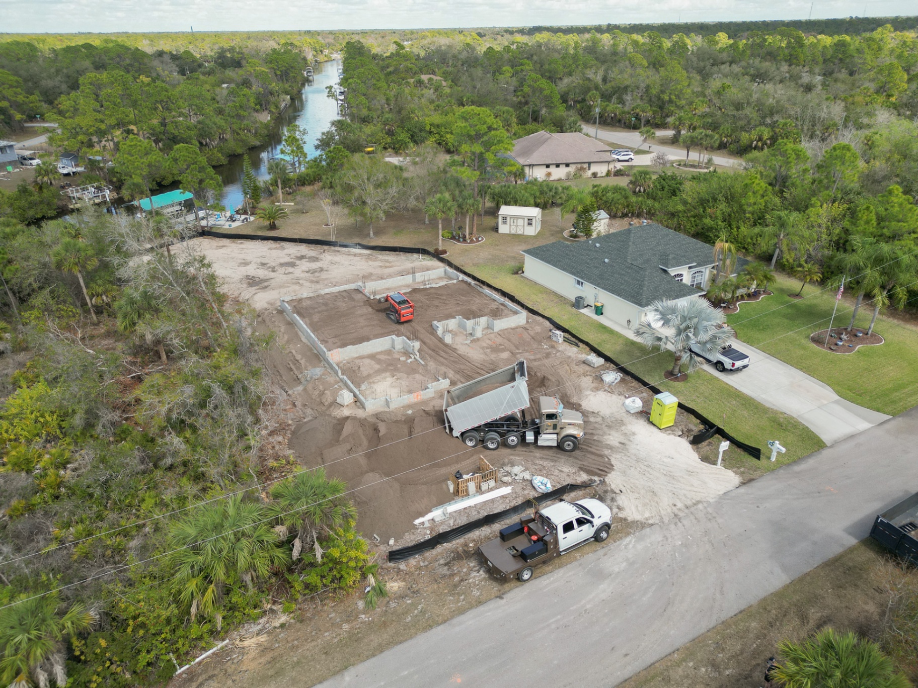 Site preparation with foundation work